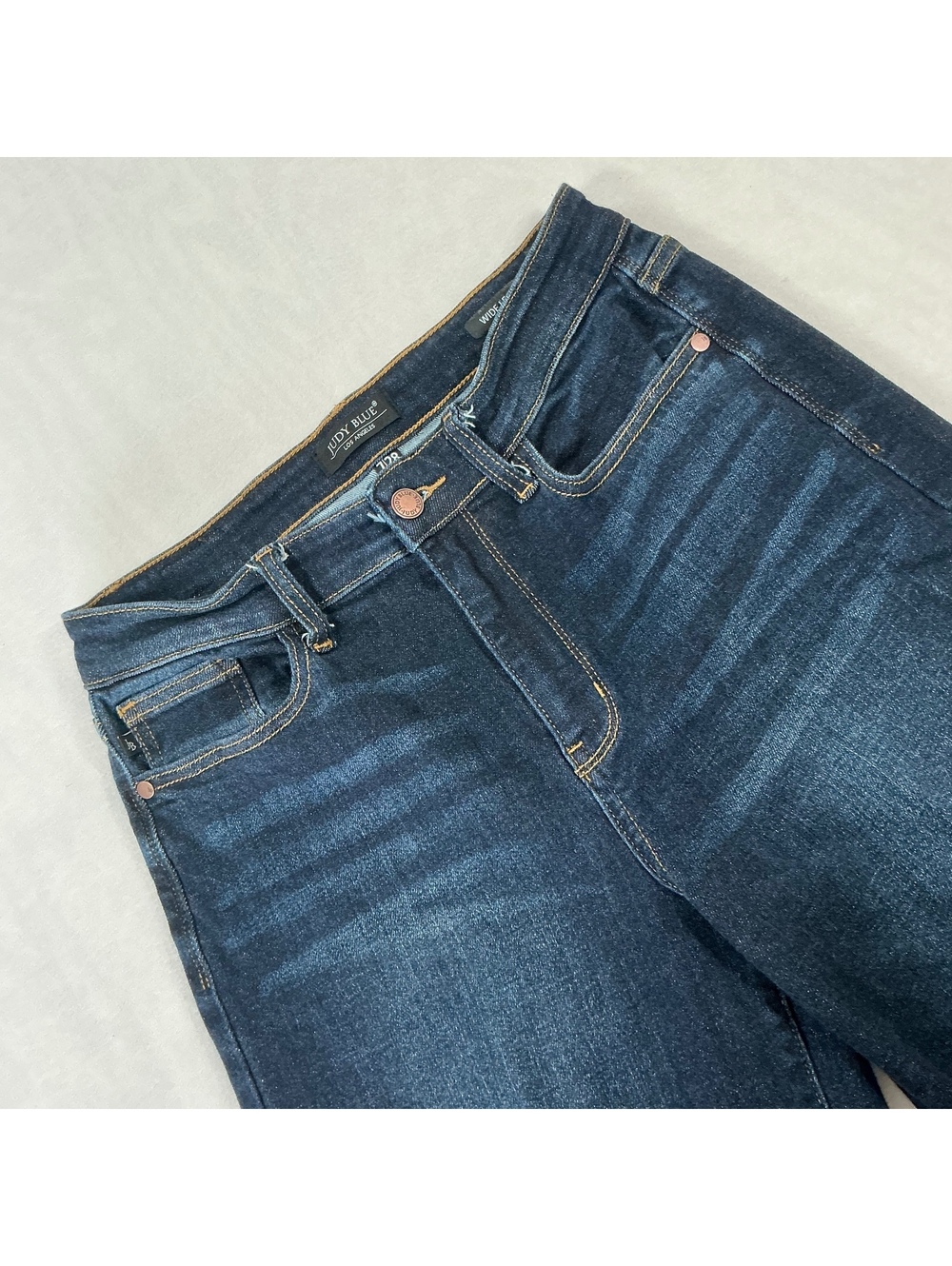 Judy Blue Wide Leg Jeans Women’s 7/28 Dark Wash Raw Hem High Rise Stretch